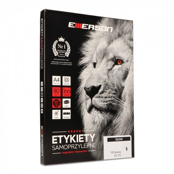 Etykiety samoprzylepne Emerson 245x35 mm  A4/100ark.